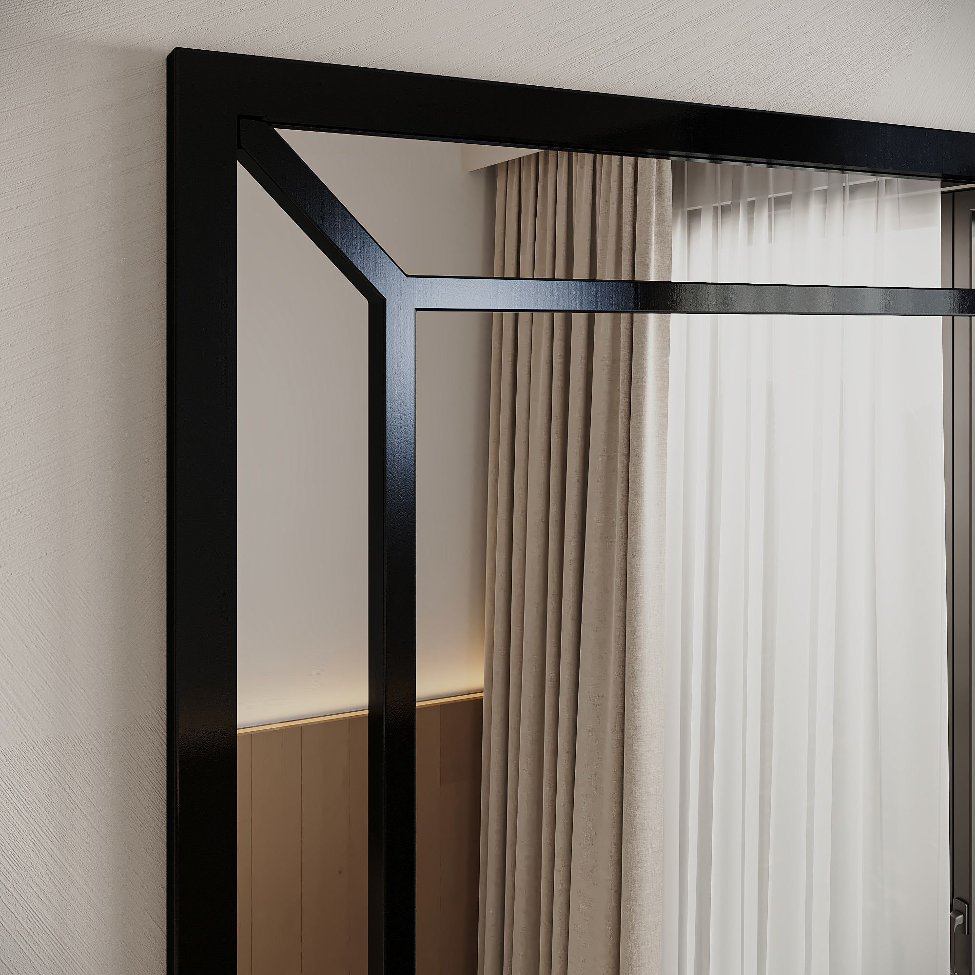 Varada Tribus Loft-Designspiegel in schwarz mit Befestigung