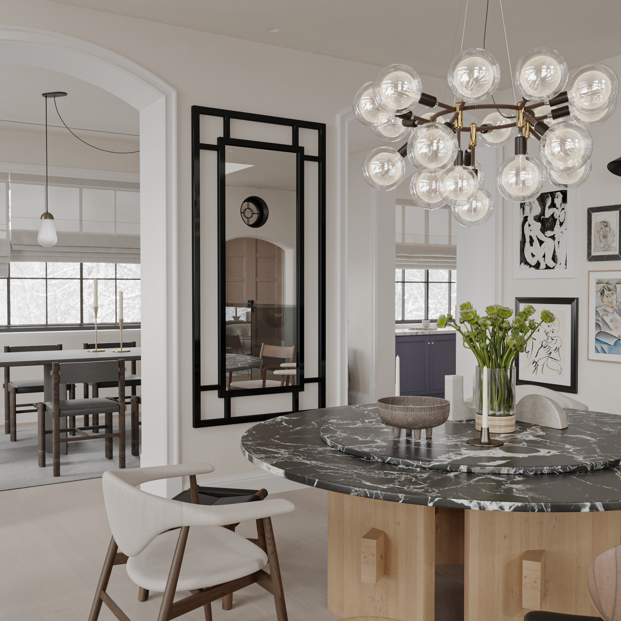 Varada Inframe Loft-Designspiegel in schwarz mit Befestigung