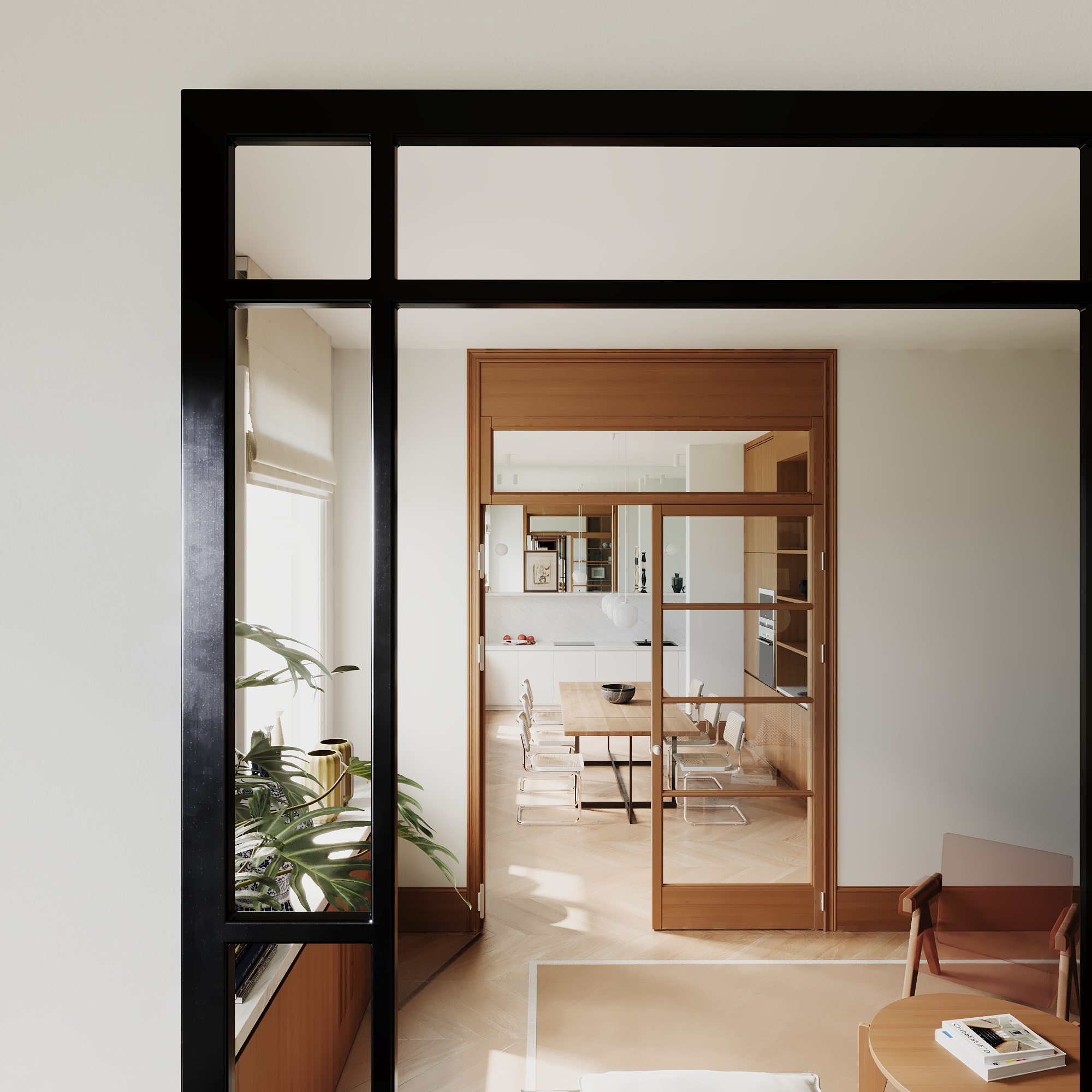 Varada Cadru Loft-Designspiegel in schwarz mit Befestigung