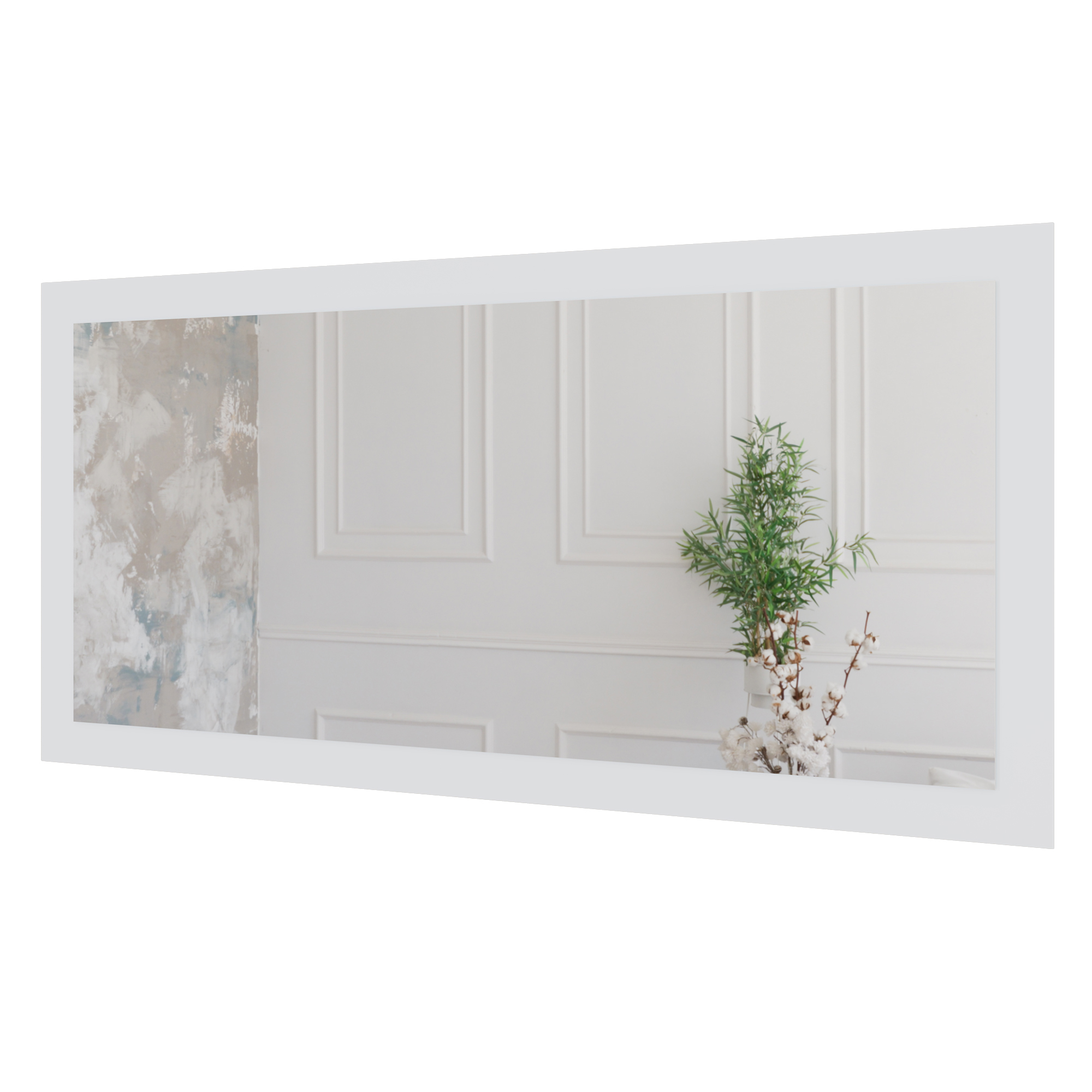 Wandspiegel Doman auf dekorativen Holzplatte im modernen Stil mit elegantem Rahmen und Befestigung