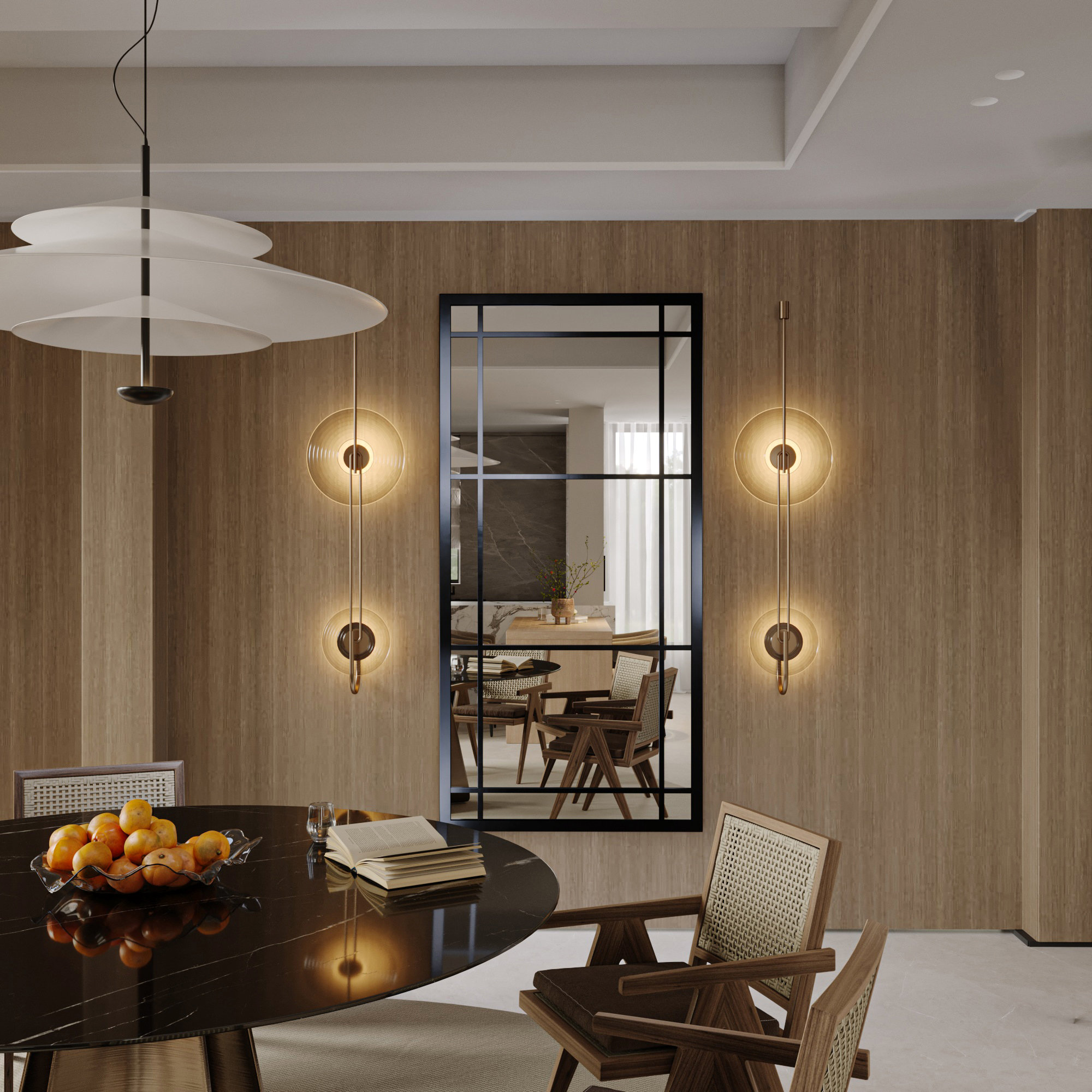 Varada Fenestra Loft-Designspiegel in schwarz mit Befestigung