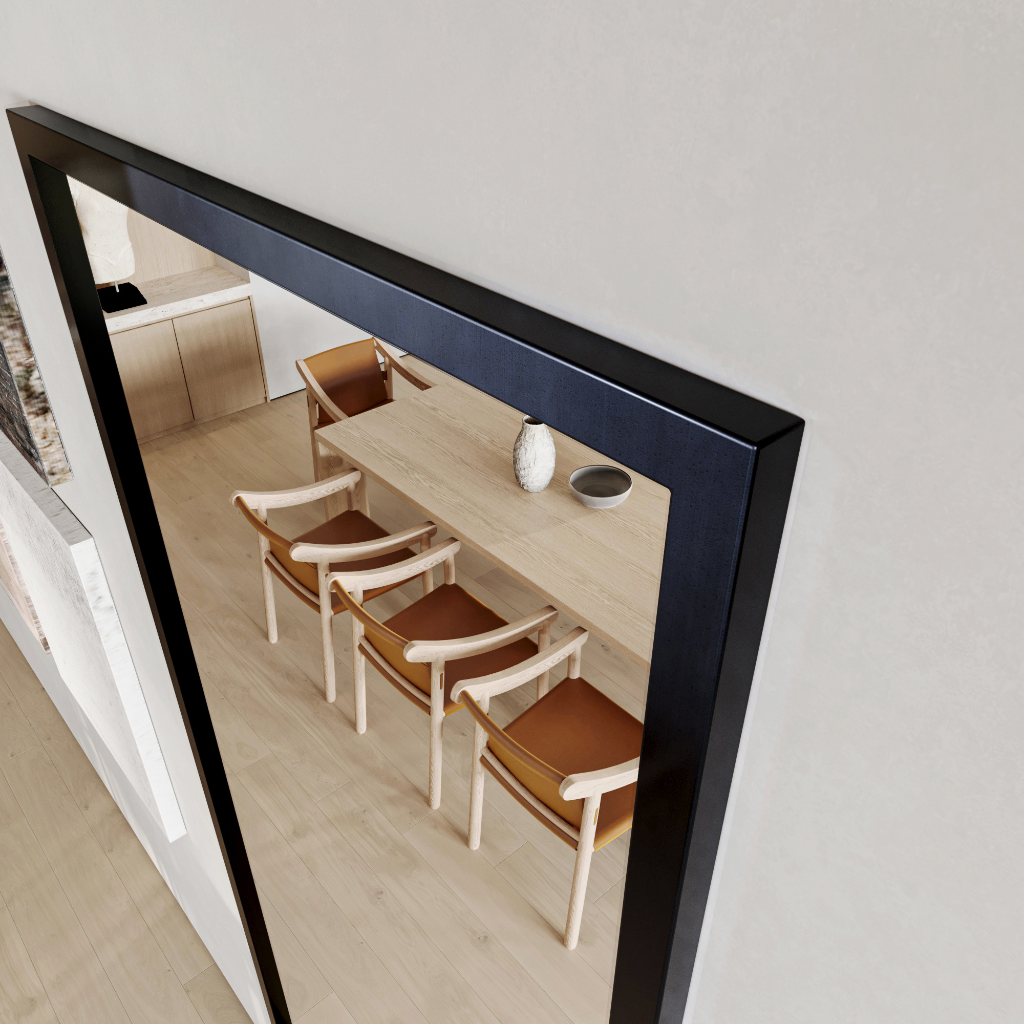 Varada Securus Loft-Designspiegel in schwarz mit Befestigung