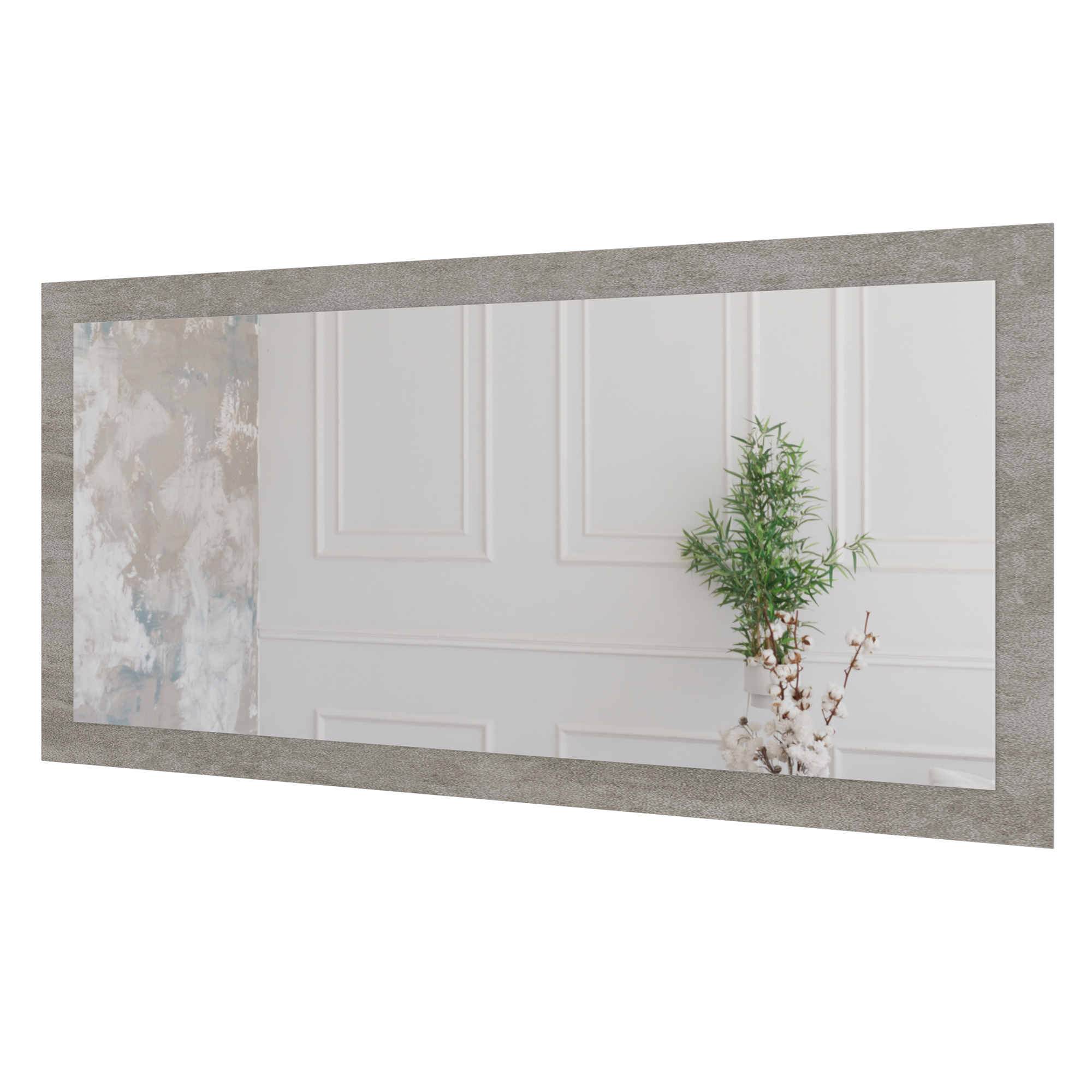 Wandspiegel Doman auf dekorativen Holzplatte im modernen Stil mit elegantem Rahmen und Befestigung