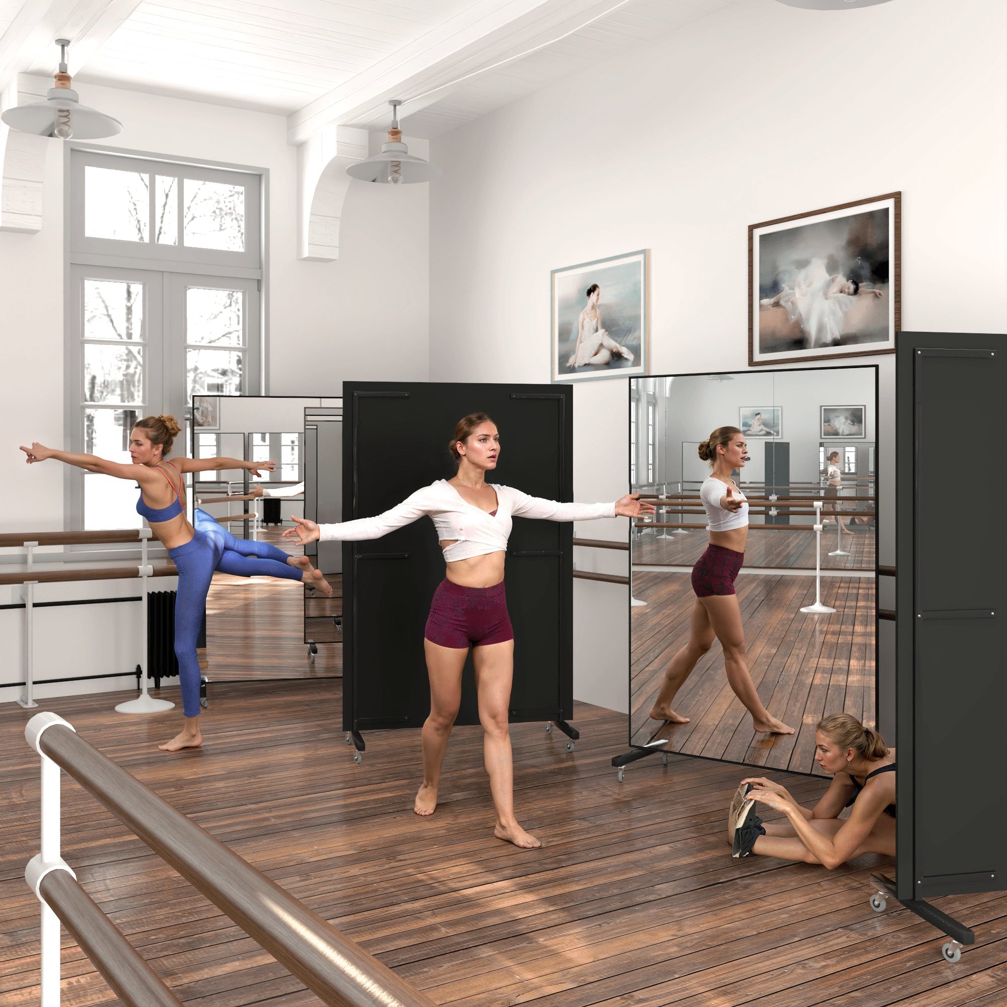 Rollbare Ballettspiegel
